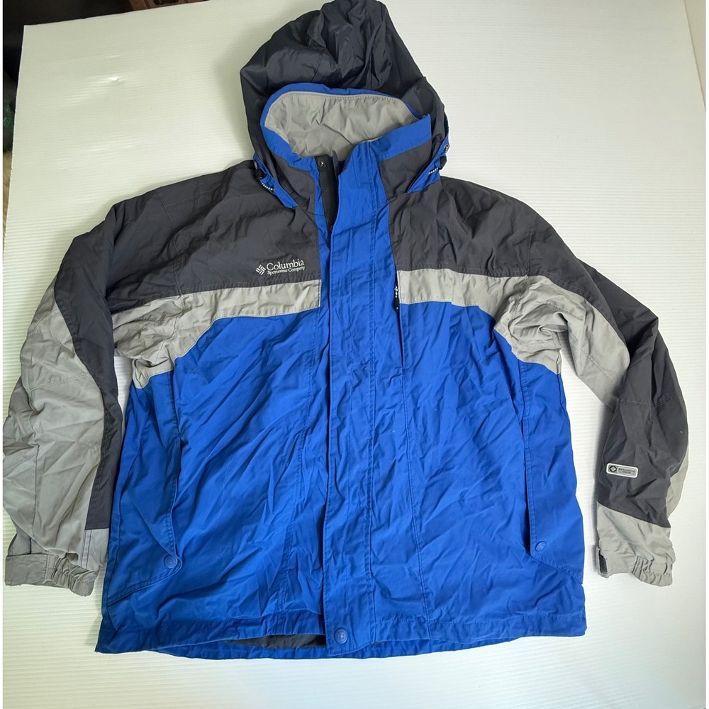Columbia Bugaboo XL Mens Interchange Jacket Hooded Blue Black Gray no insert